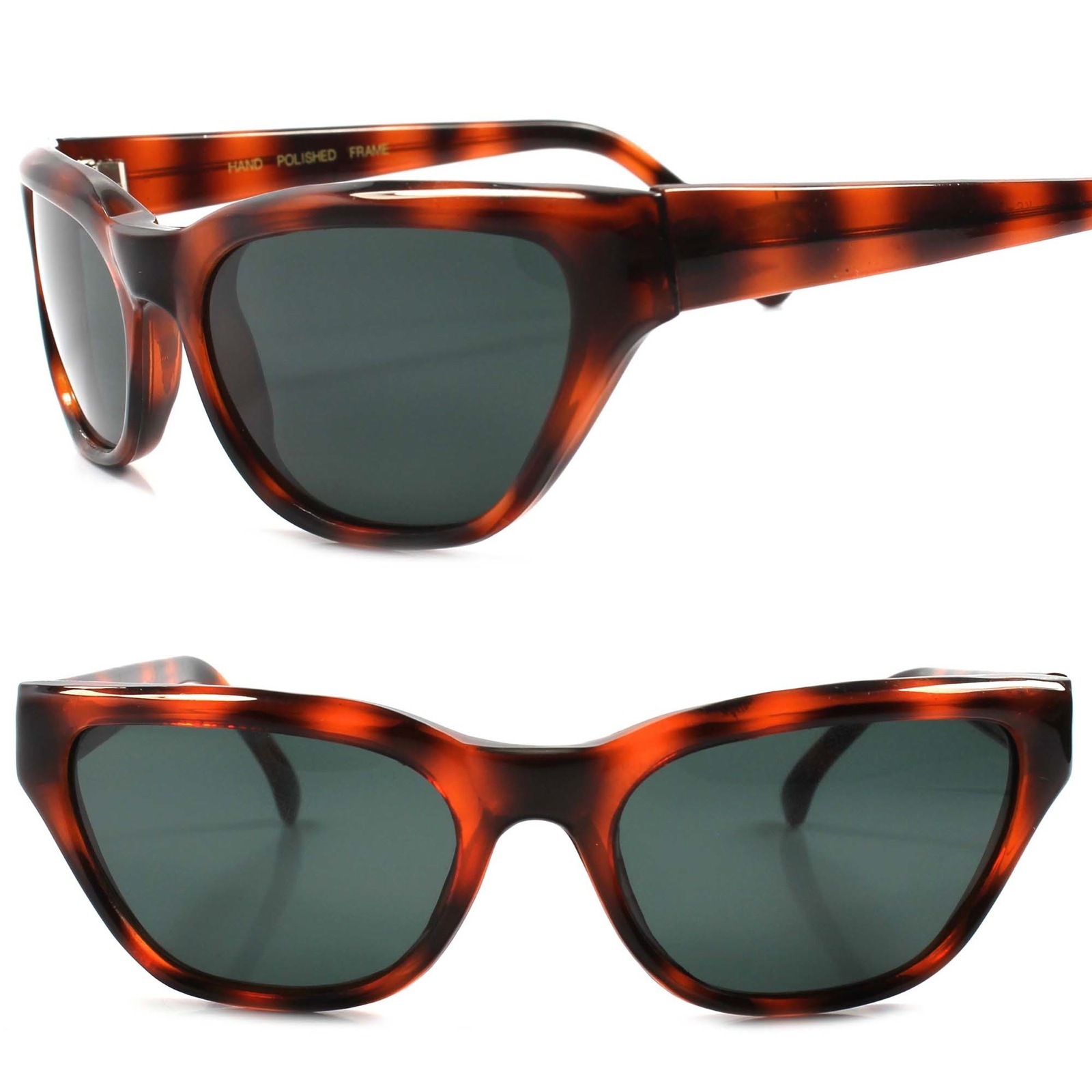 Old stock Classic Genuine Vintage 80s 90s Fashion Brown Black Cat Eye Sunglasses
