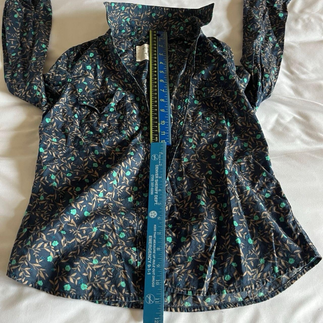 Sonoma Life + Style Size PS Navy Blue & Mint Dark Floral Cotton Button-Up Shirt