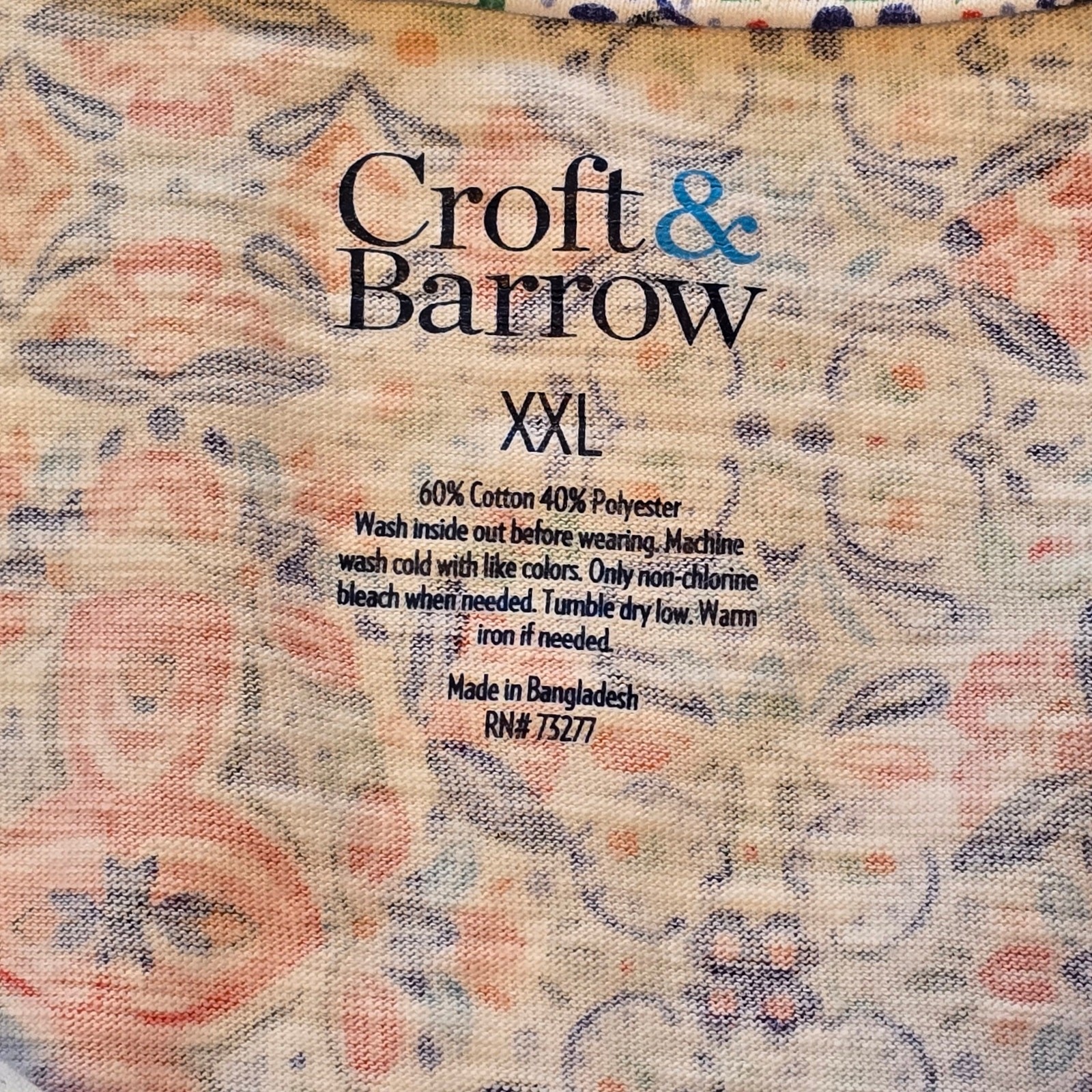 Croft & Barrow Top Womens Plus Size XXL Multicolor Short Sleeve Stretch Colorful