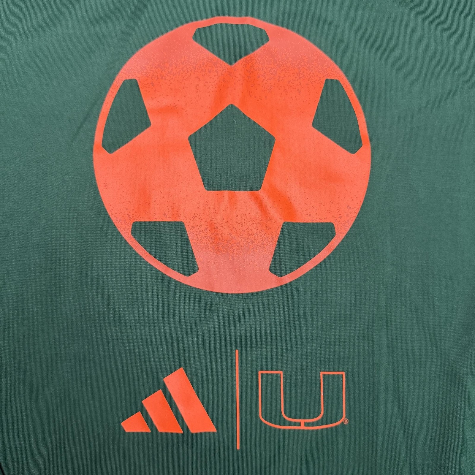 Adidas Shirt Mens M Green UM University of Miami Long Sleeve Soccer