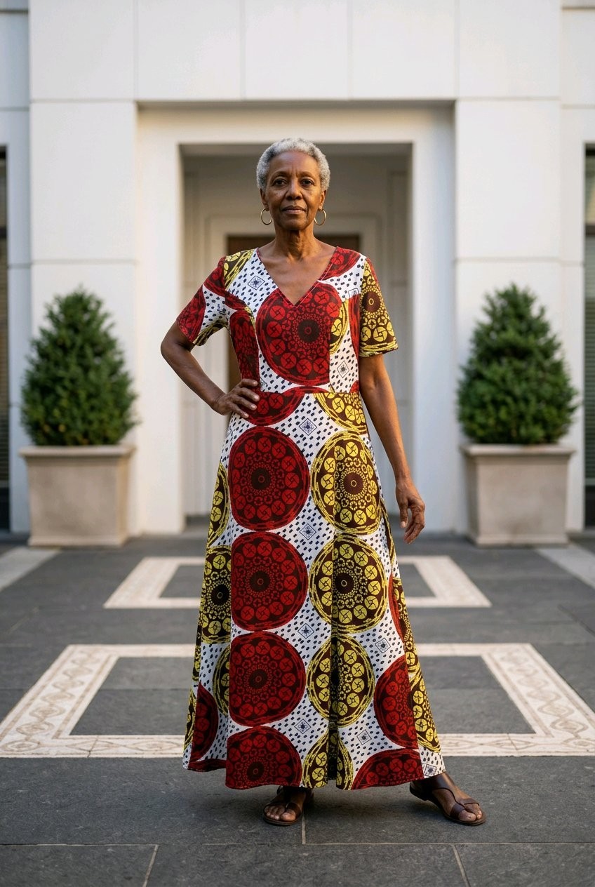 Faeriesty Elegant African Print Maxi Dress (Size XL)