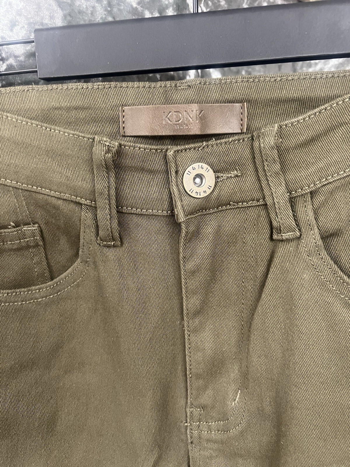 KDNK Comfort Stretch Men’s Green Skinny Denim Jeans Distressed Mid Rise