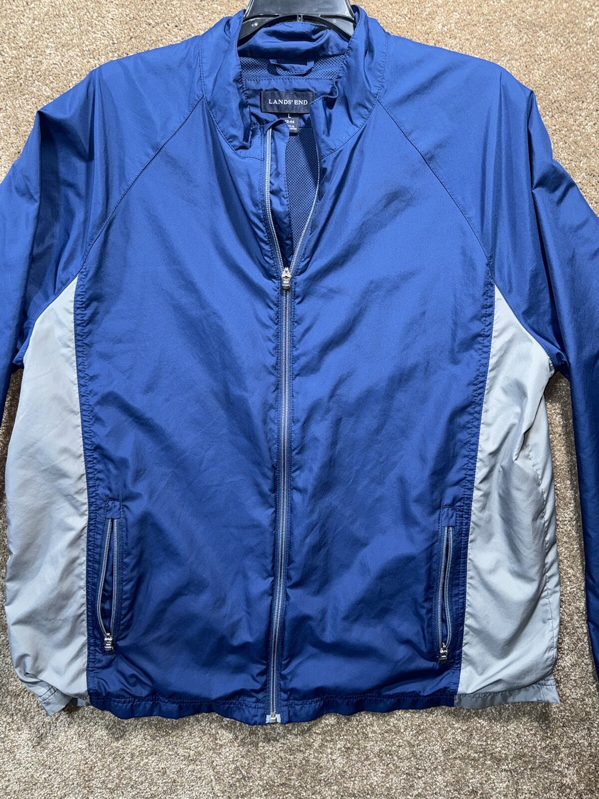 Lands End Men’s Rain Jacket Windbreaker Large 42-44 – Blue Gray