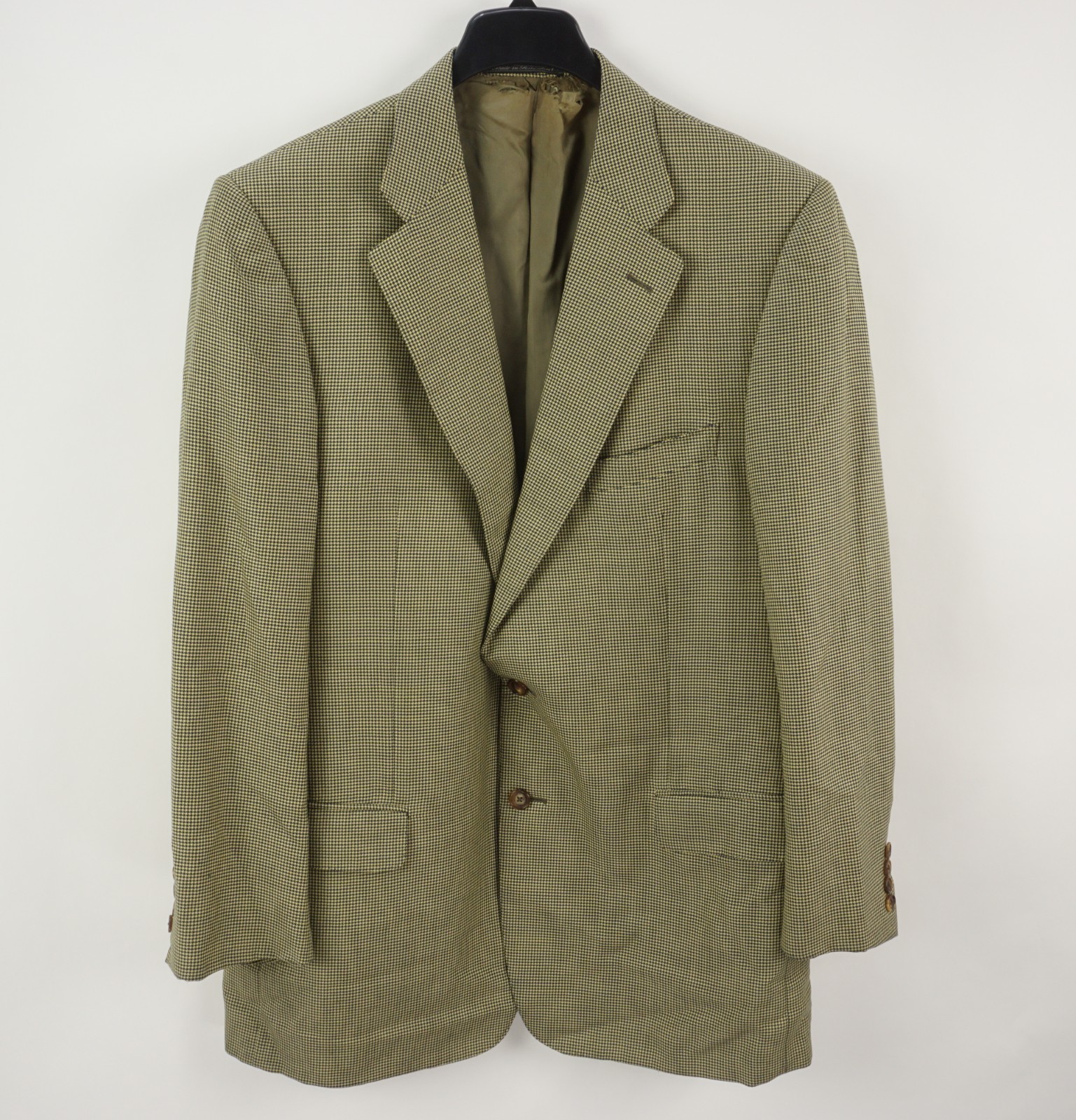 Ermenegildo Zegna 100% Cashmere Houndstooth Sport Coat Men’s 46R Cream Black