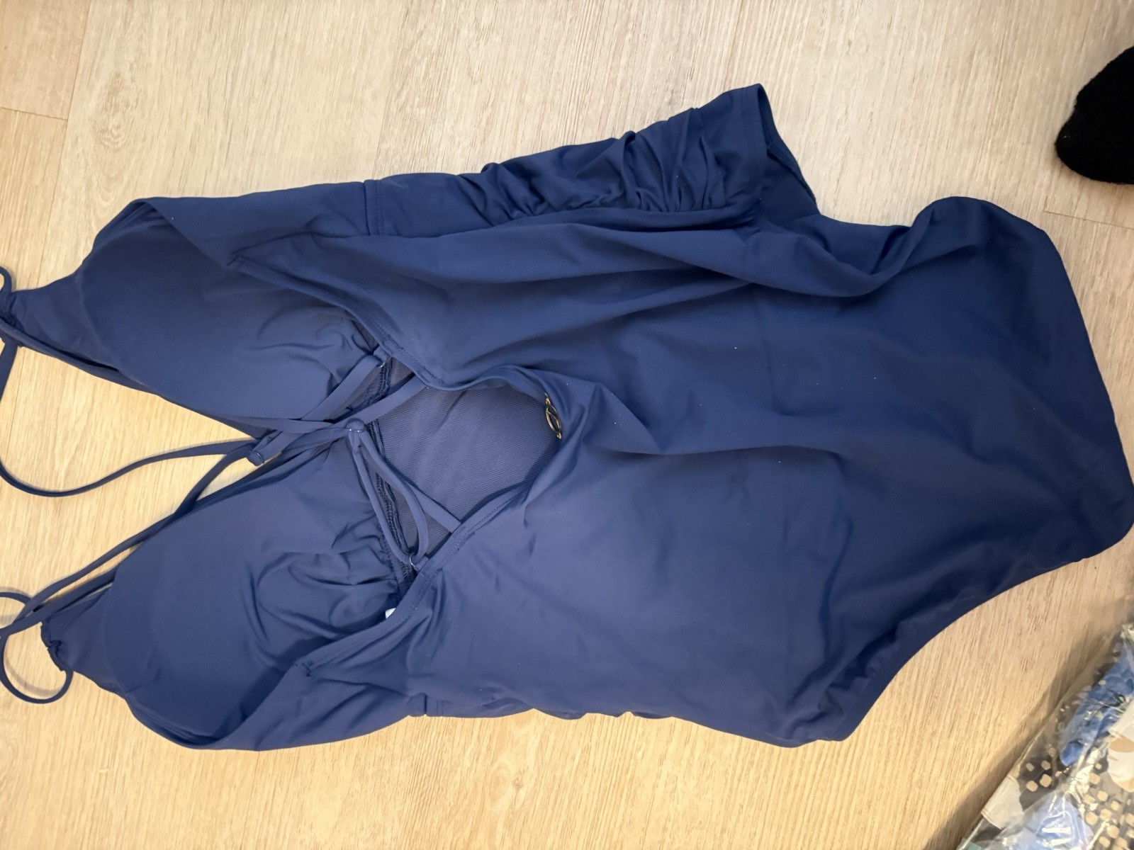 Jantzen Women’s Blue Solid Halter Spaghetti Strap One Piece Sz 14