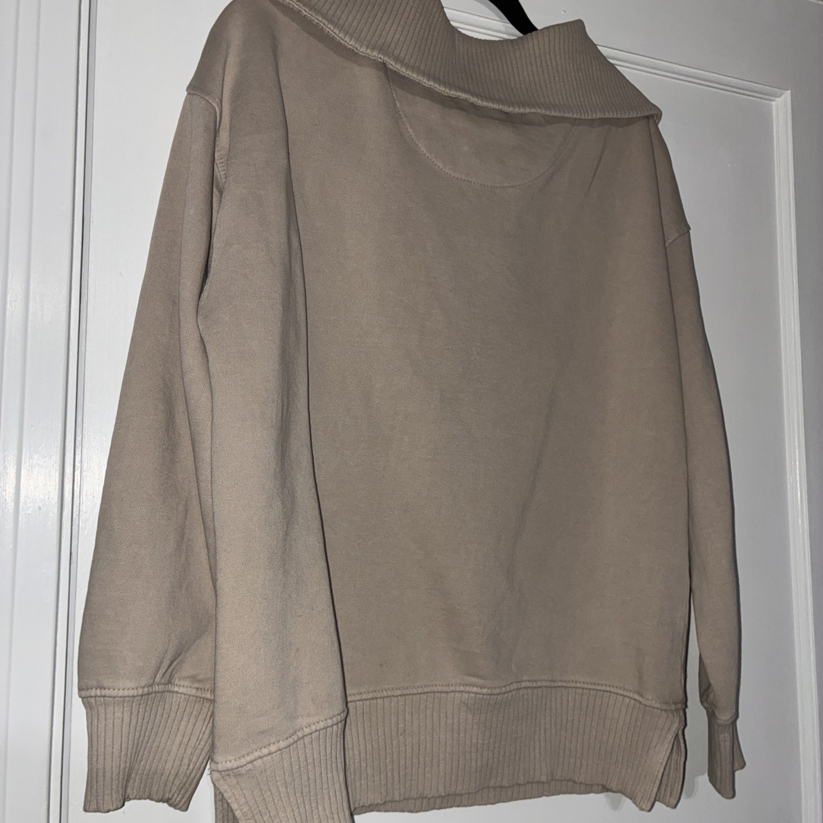 C&C California Sunwashed Quarter Zip Pullover Sweatshirt Beige Tan Womens Medium
