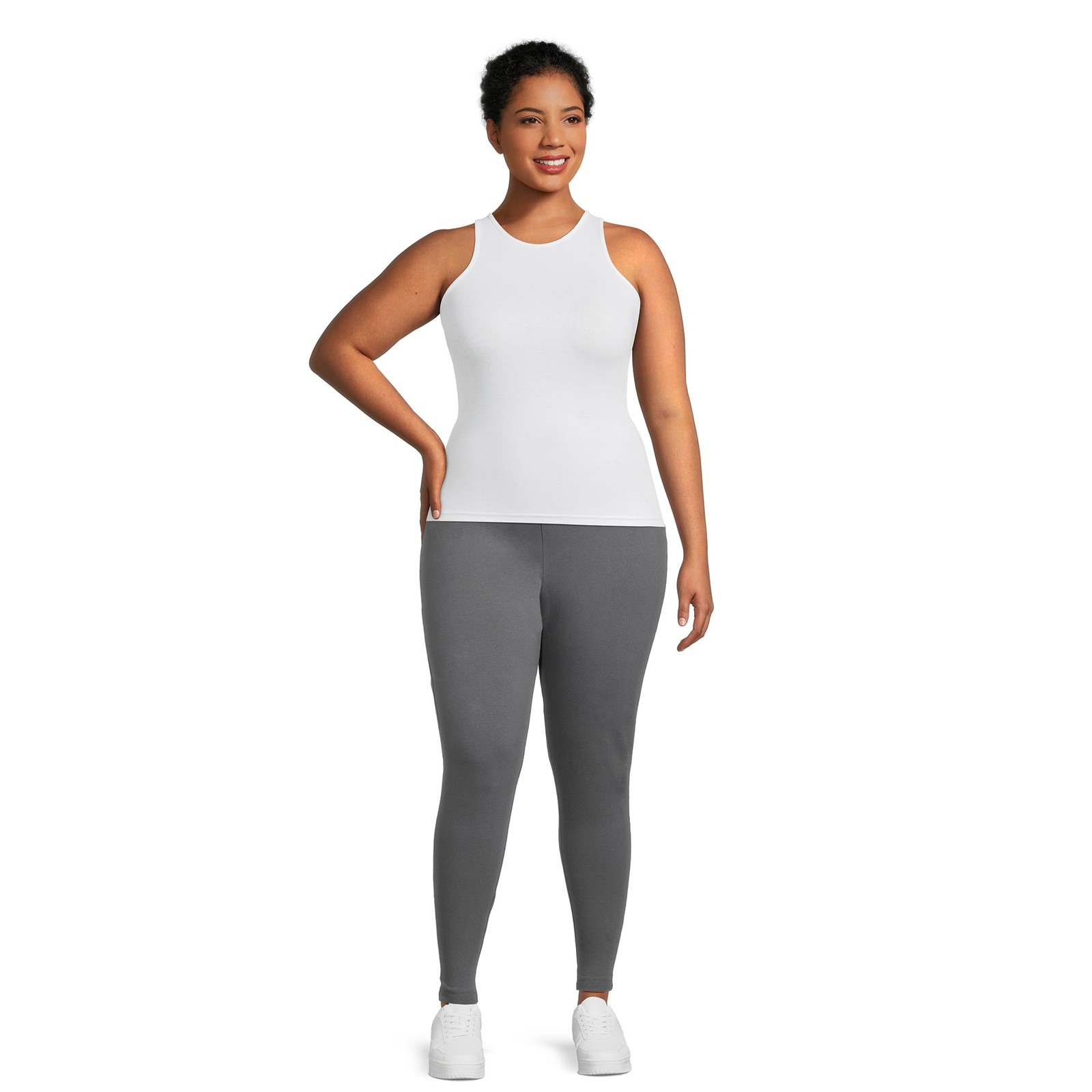 Terra & Sky Women’s Gray High Waist Ankle Length Leggings – Size: 4X (28W-30W)