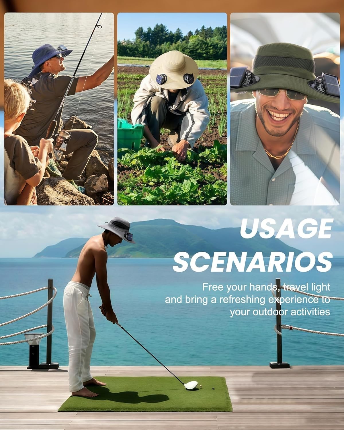 Solar & USB Powered Fan Hat Outdoor Fishing Hat Sunscreen Sun Hat With Dual Fan