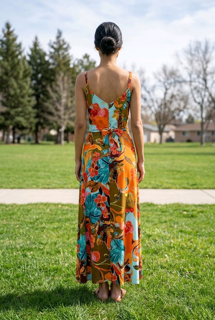 MKS Tropical Floral Maxi Dress (Size-Medium)