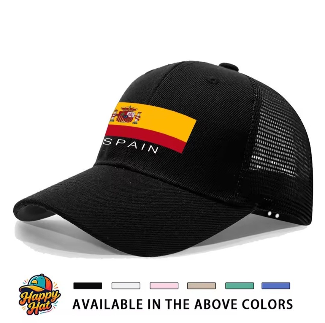 Happy Hat Spain Flag Trucker Hat Black One Size Adjustable Mesh Back Cap