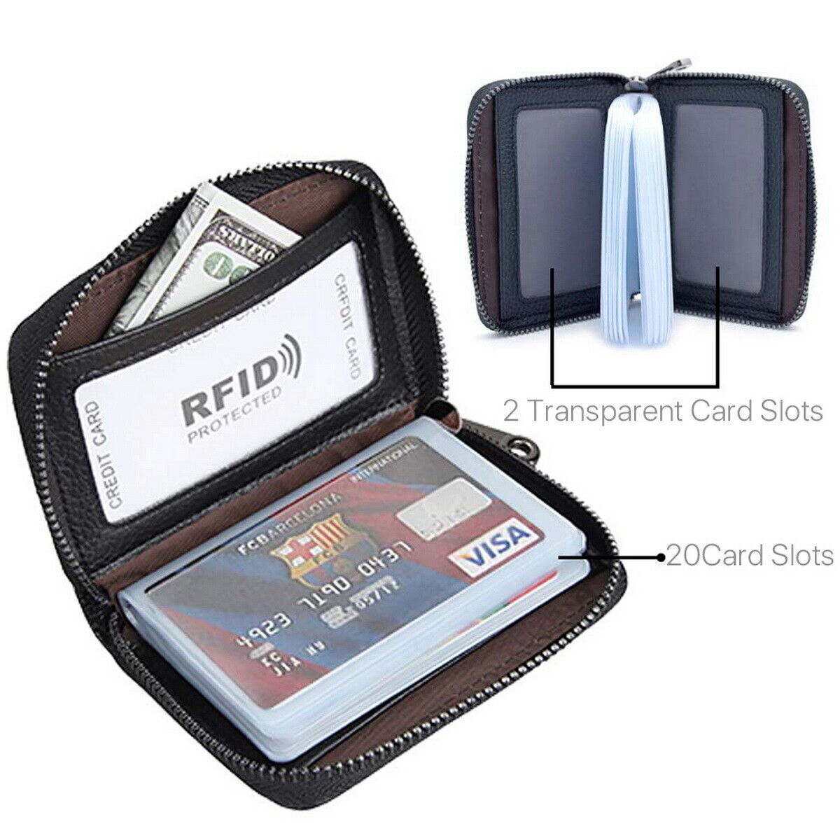 14/22 card RFID Blocking Mini Leather Wallet Business Case Purse Credit Holder
