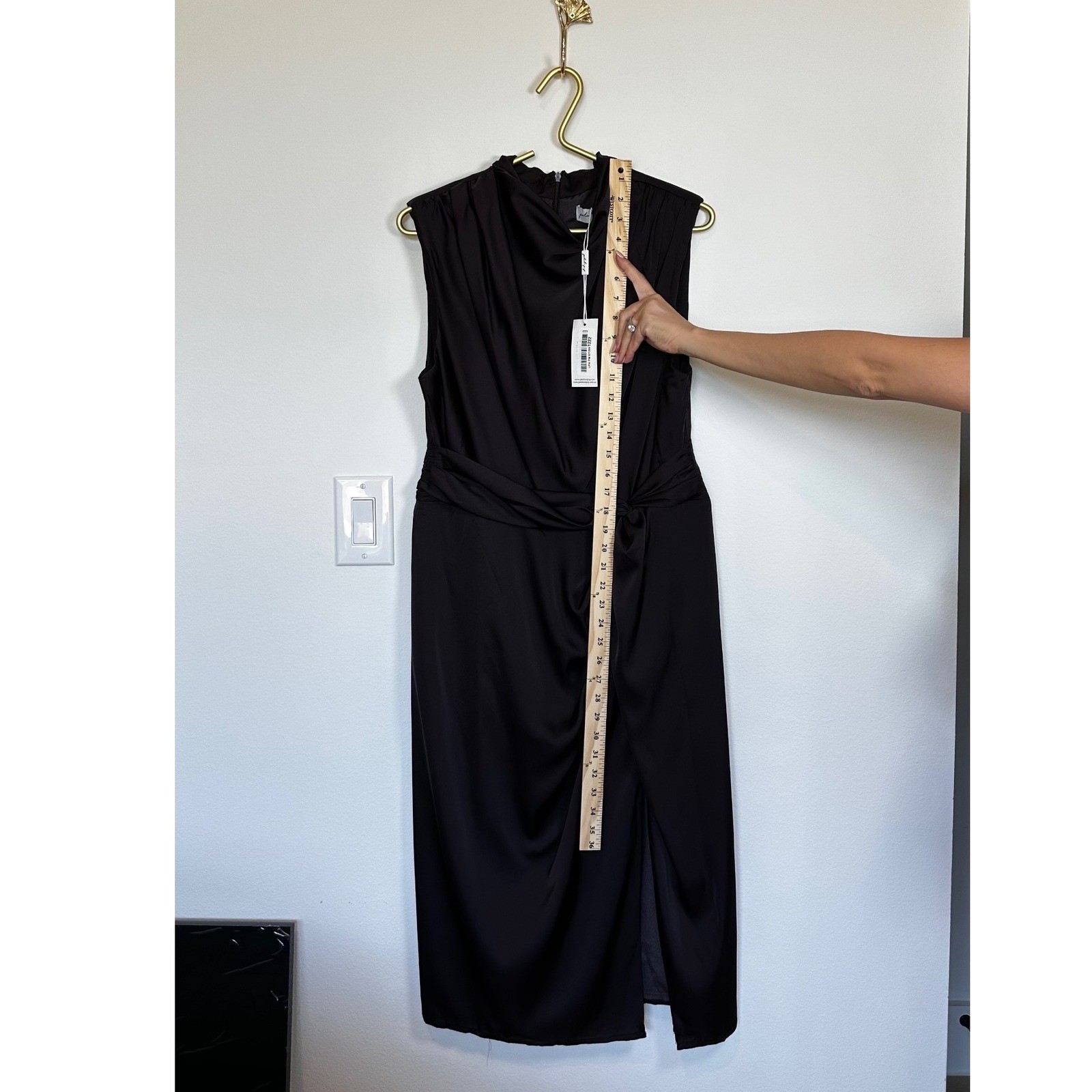 NWT Petal + Pup Satin Midi Dress High Mock Beck Brown Sleeveless Elegant Wedding
