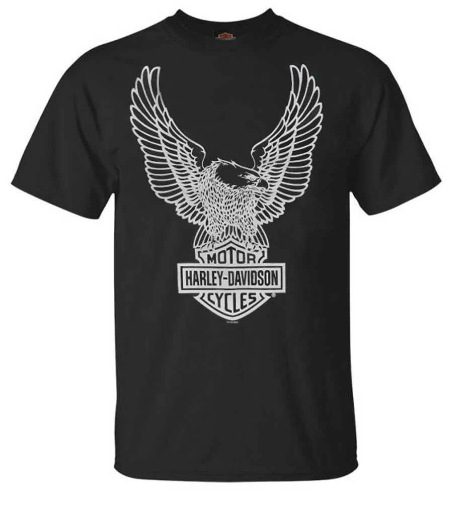 Harley-Davidson Men’s T-Shirt Eagle Graphic Short Sleeve Tee Black Tee Reprint