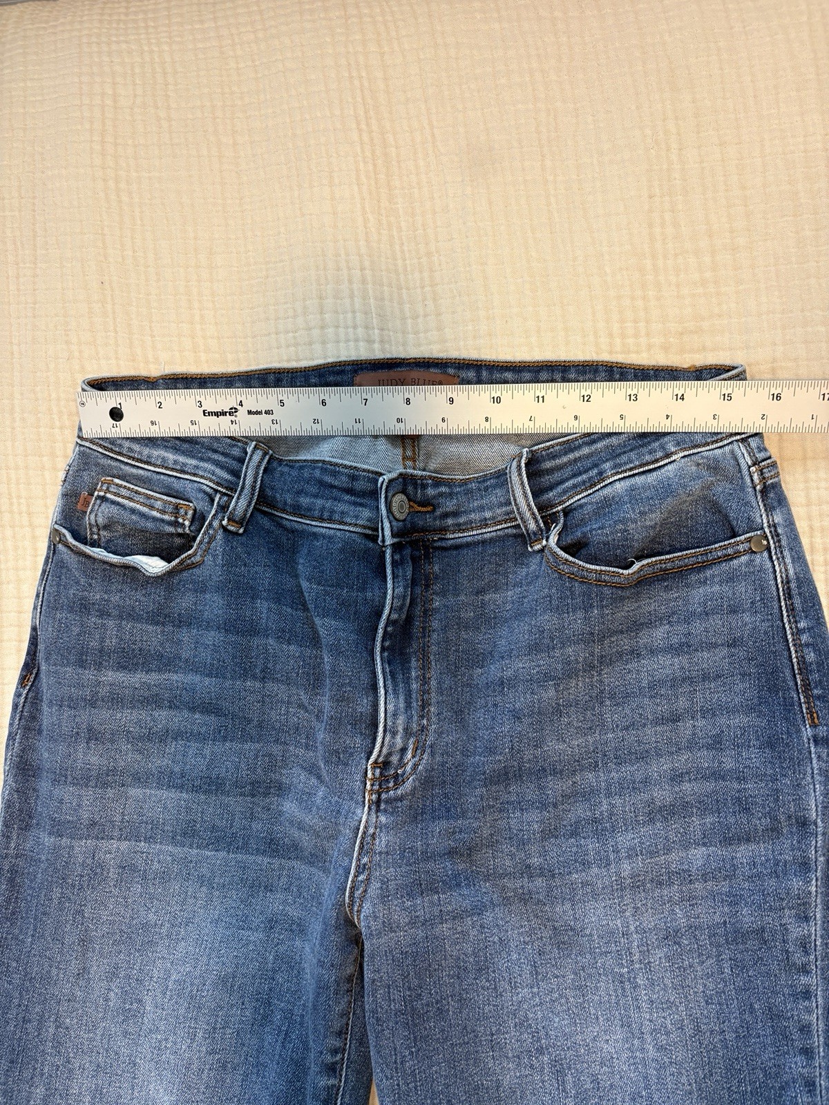 Judy Blue Boyfriend Fit Jeans Size 13/31 Blue Denim High Rise Western Zipper Fly