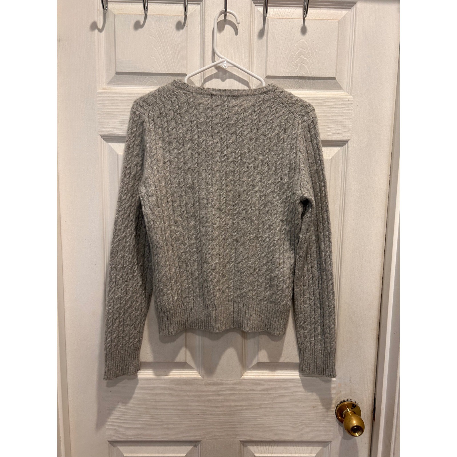 Express Design Studio Gray Cashmere Merino Angora Wool Cable Knit Sweater Large