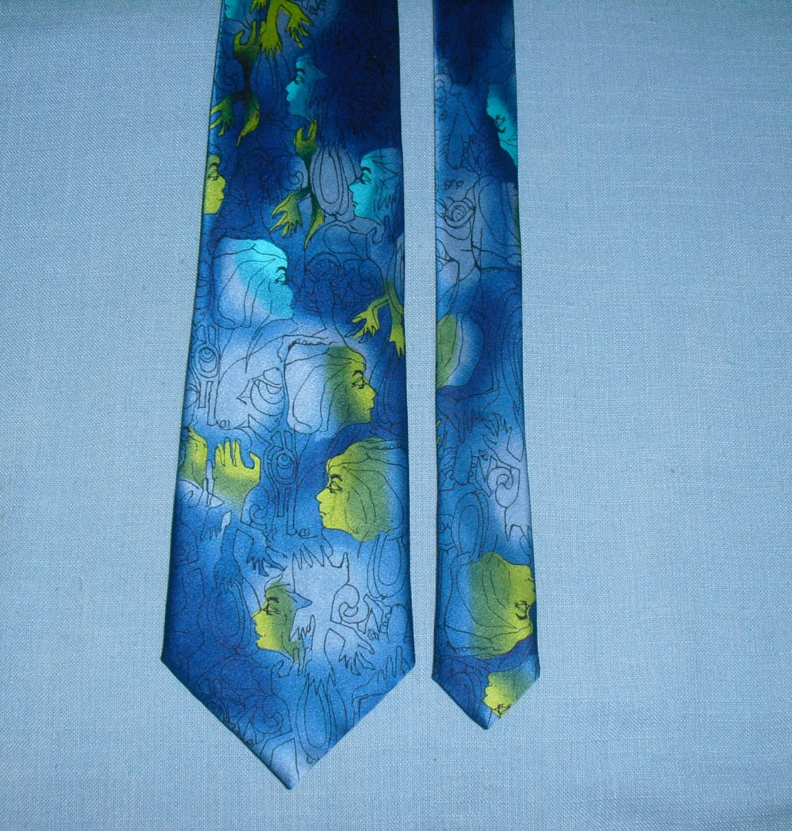 Carlos by Carlos Santana Tie Mens Blue 100% Silk Human Family is my Tribe