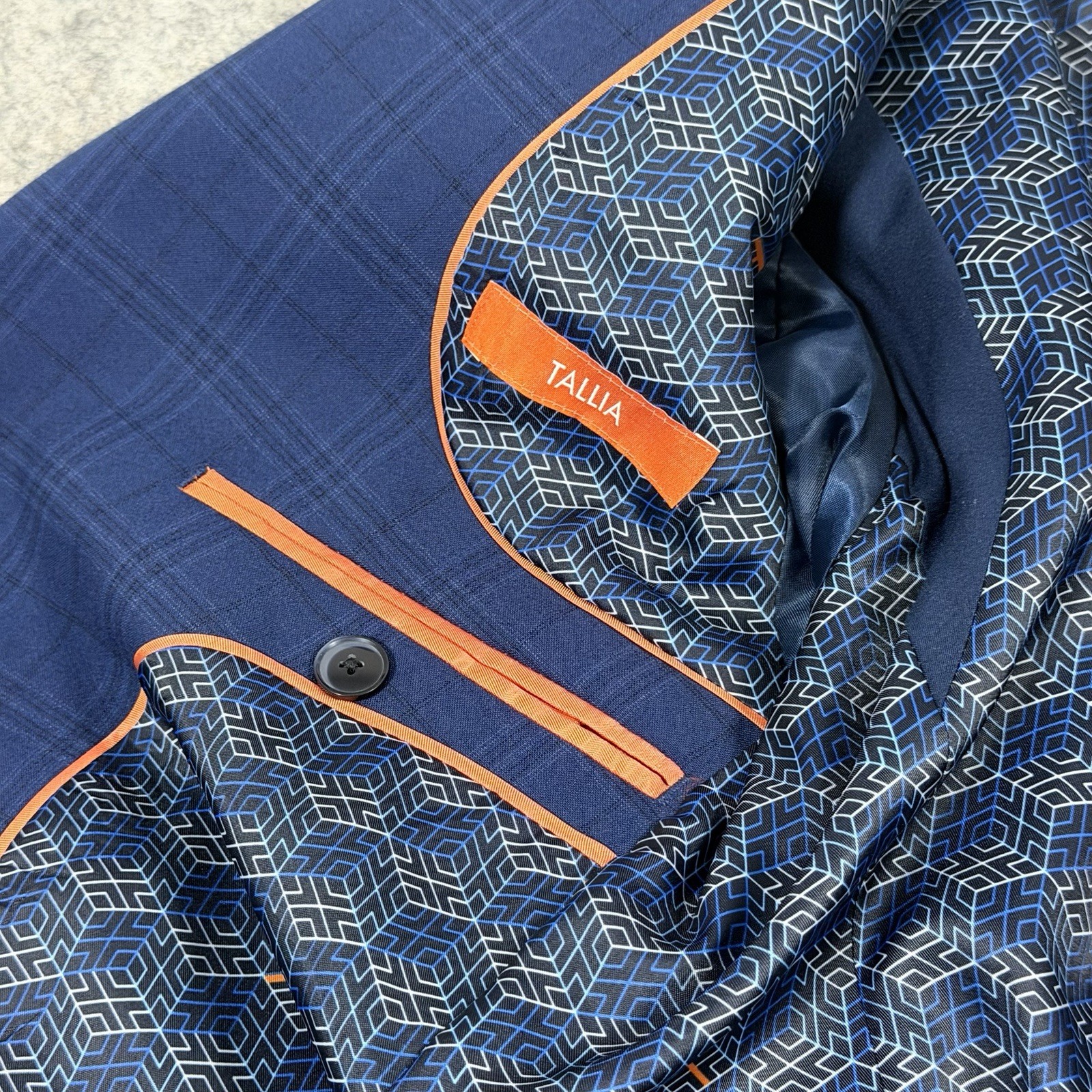 Tallia 2-Button Blazer Jacket Men’s Sz (Measurement See Picture) Blue Glen Check
