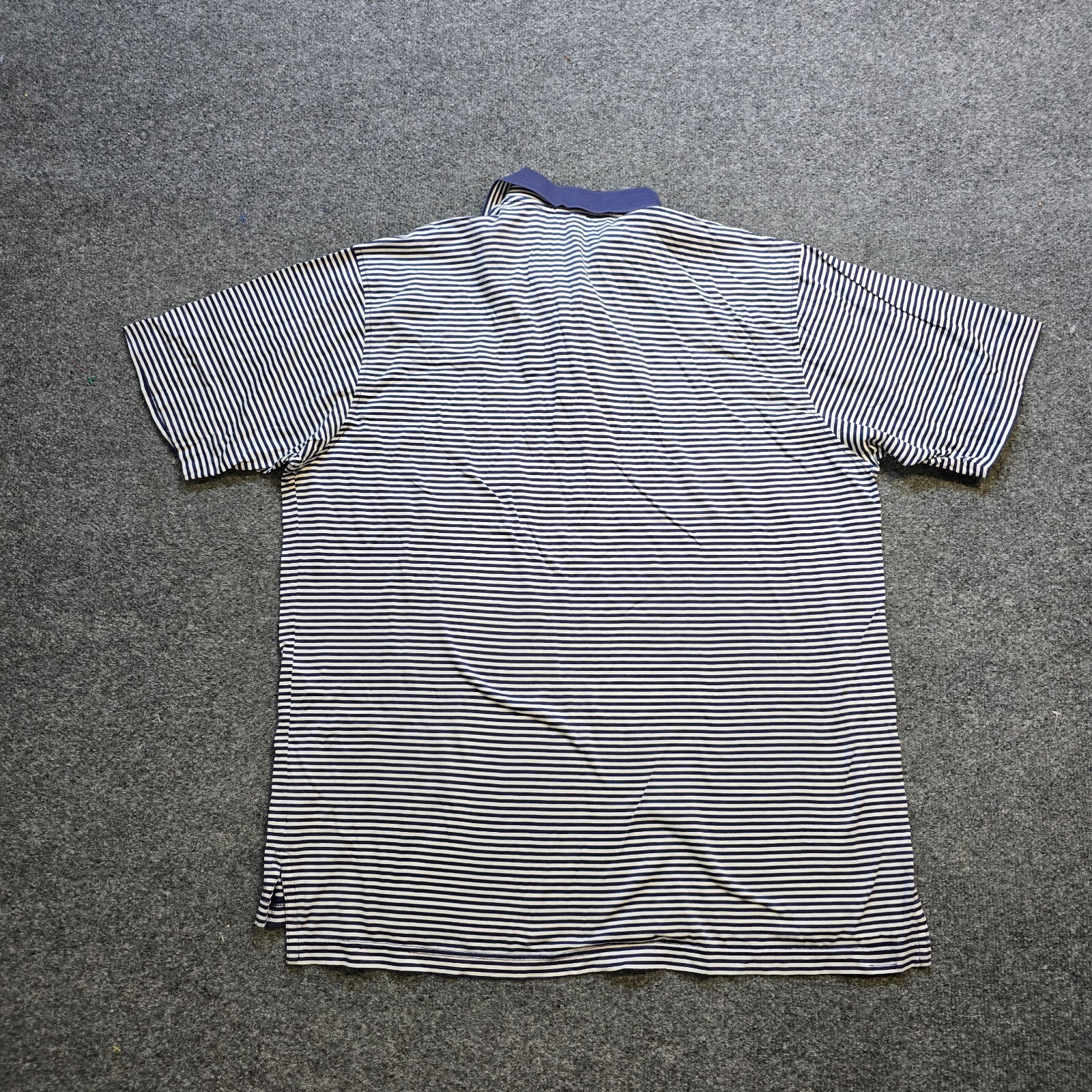 Peter Millar Shirt Mens XL Blue Striped Short Sleeve Stretchy Golf Polo Casual