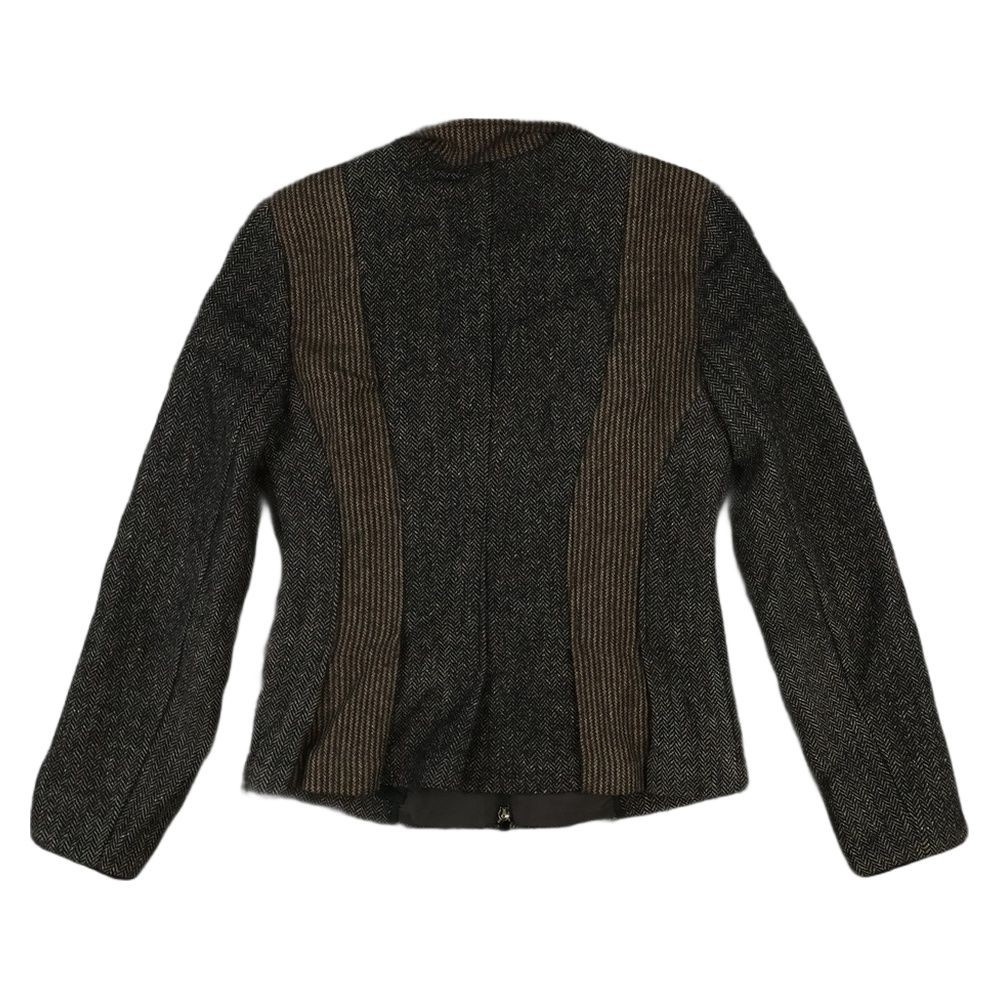 Armani Exchange Jacket Womens MEDIUM Grey Wool Viscose Herringbone Zip Front M