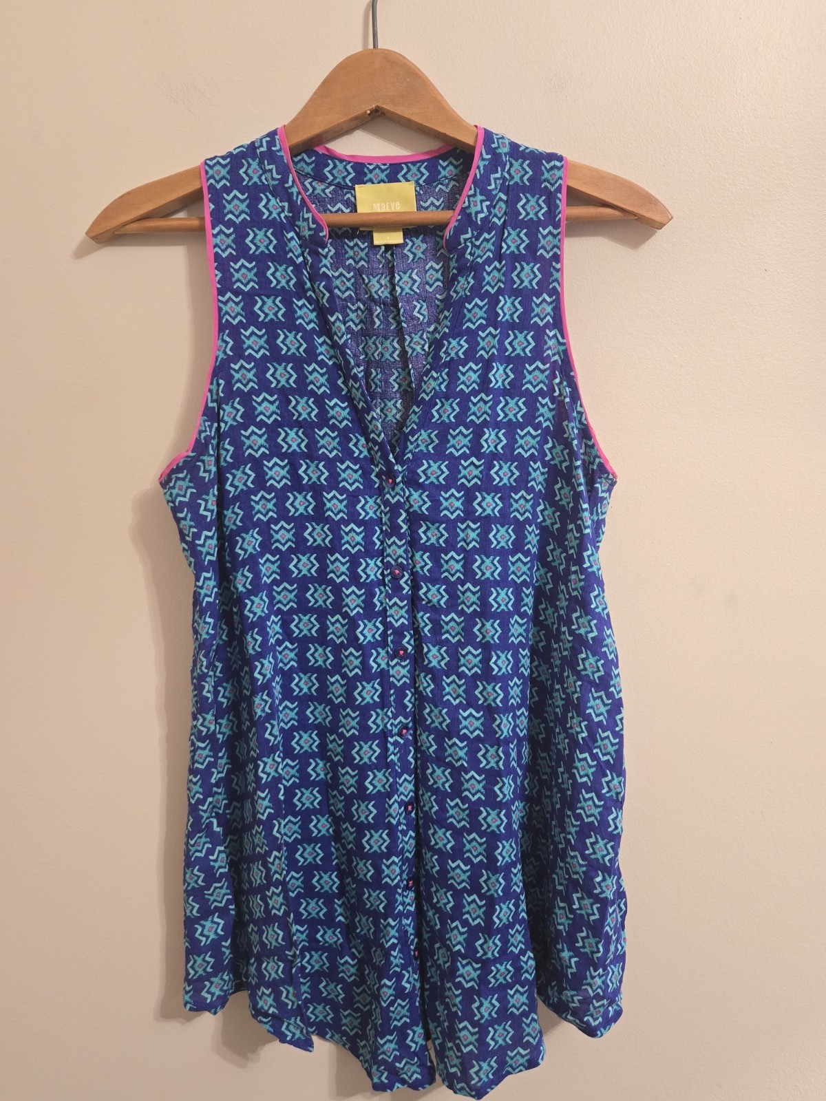 Maeve Anthropologie Ada Sleeveless Swing Blouse Womens 4 Flowy EUC