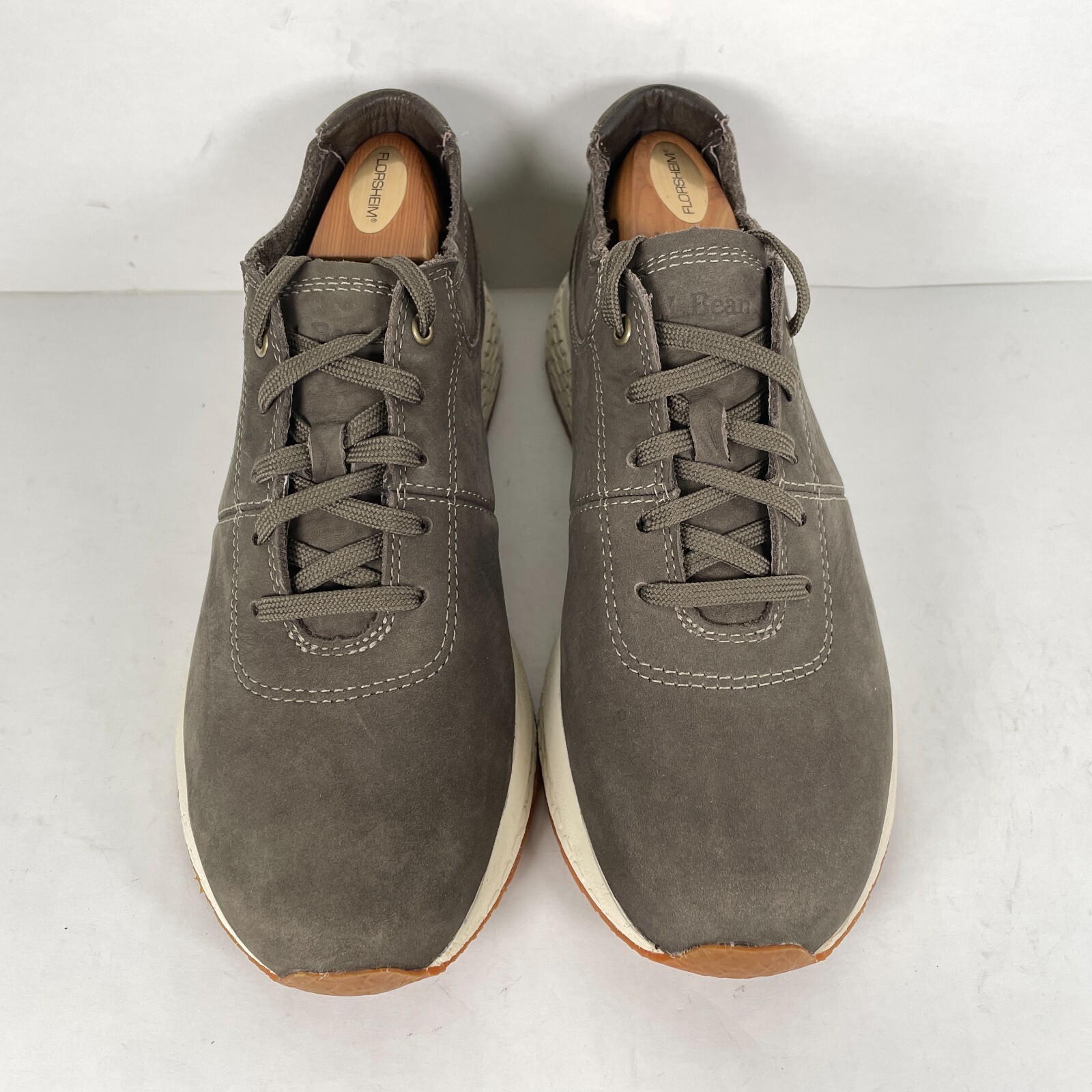 LL Bean Stone Coast Oxford Sneakers Womens Size 9 M Ash Brown Leather Shoes