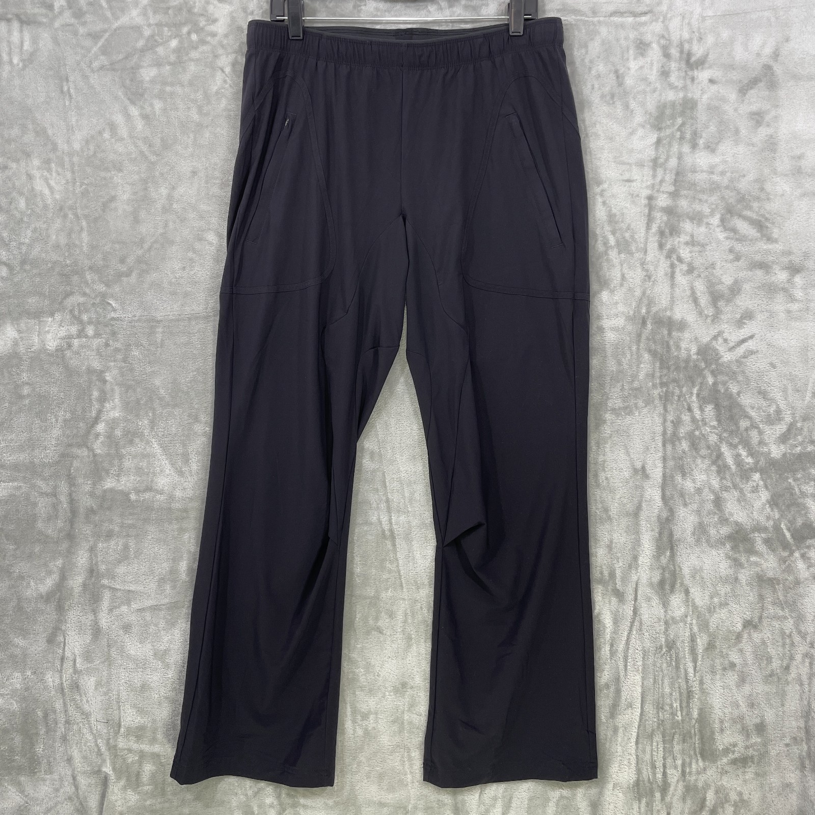 PASKHO Lightweight Travel Pants Black Women Size L Wide Leg Drawstring Waist