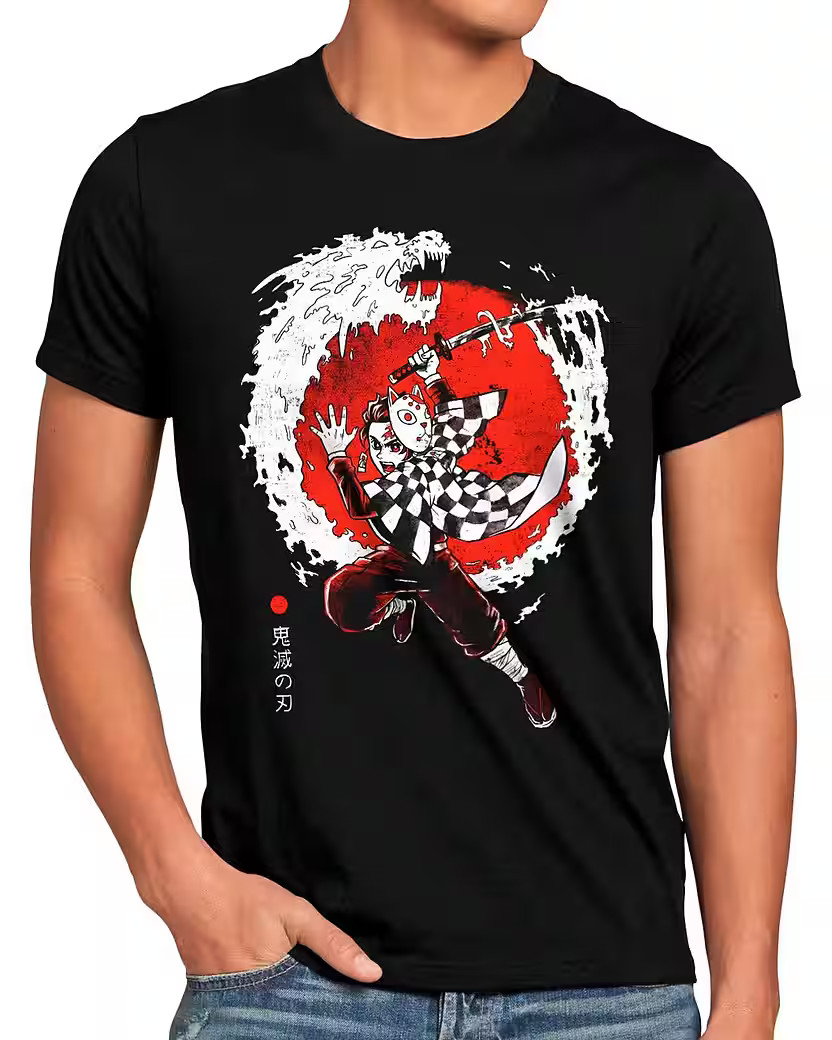 Anime Red Battler Demon Slayer Japan Manga Black T-Shirt, Gift For Friends