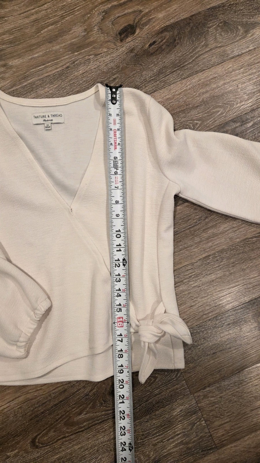 Madewell Texture & Thread Crepe Wrap tie ivory blouse Top Size XS