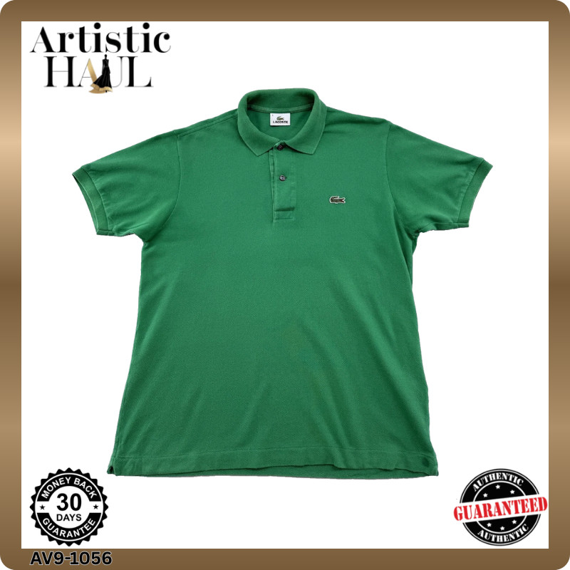 Lacoste L1212 Green Cotton Pique Mens Polo Shirt Size 3 EU Short Sleeve