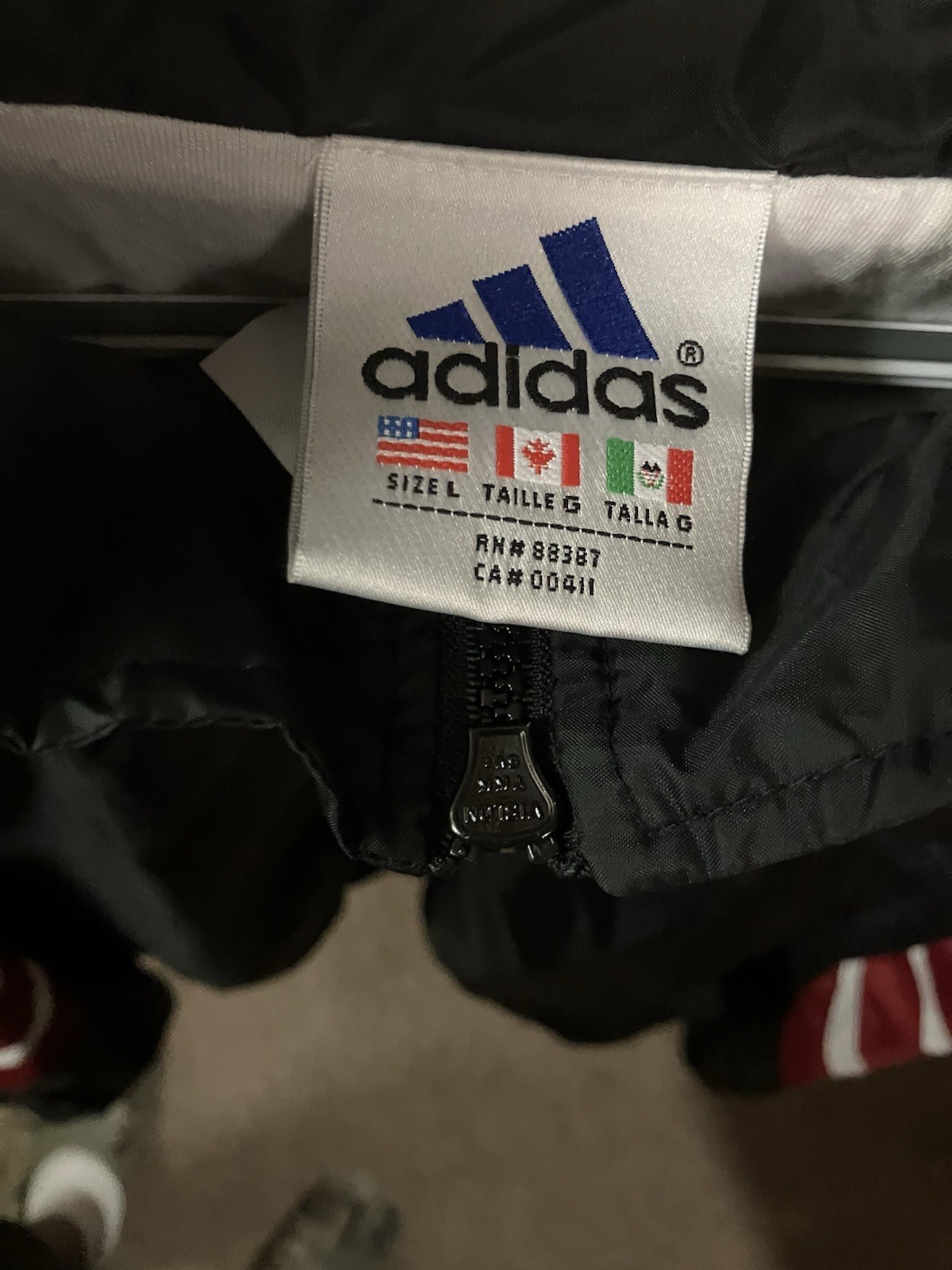 adidas Men’s Full-Zip Windbreaker Jacket Black White Red vintage