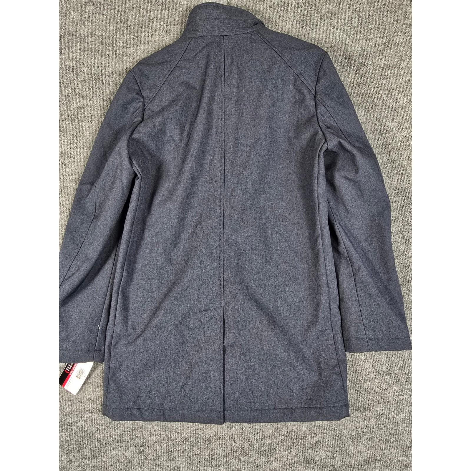 Van Heusen Mens Flex Stand Collar Overcoat Blue Stretch Fabric All Weather Sz S