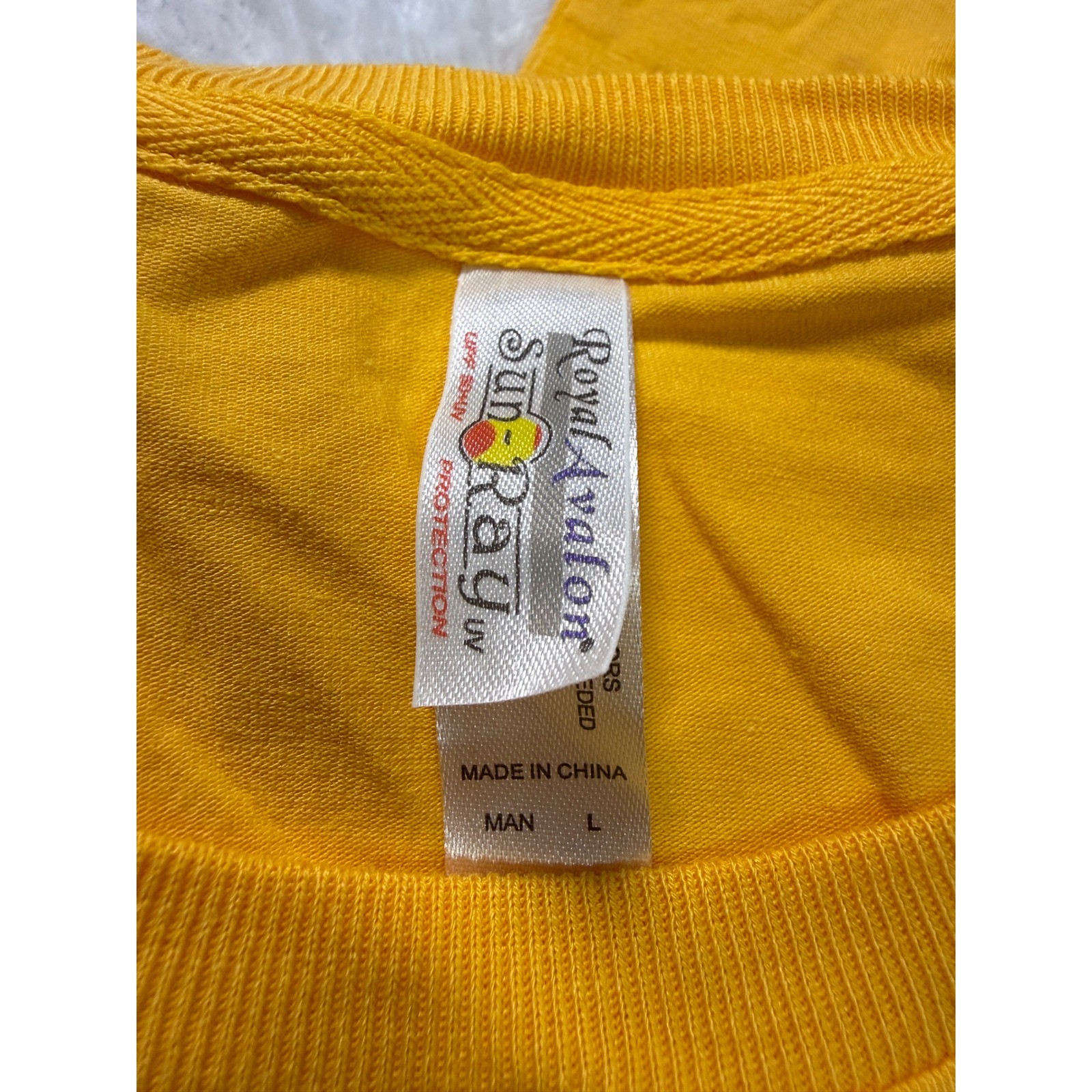 Royal Avalon Sun-Ray UV Protection Bamboo Blend T-Shirt Mens Large Yellow Solid