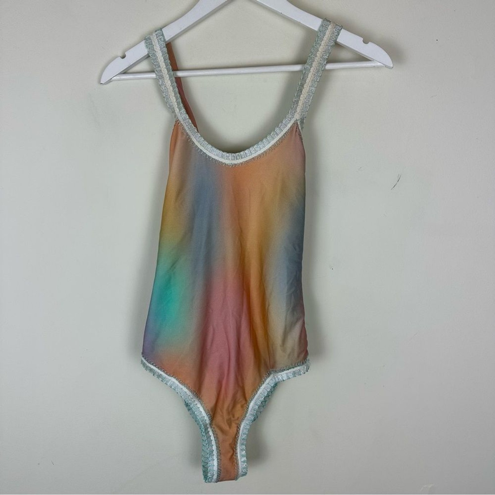 Platinum inspired by Solange Ferrarini Crochet Trim One Piece Swimsuit