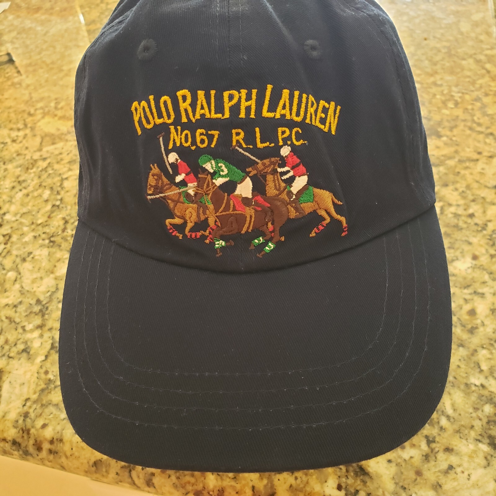 POLO RALPH LAUREN MEN NAVY BLUE “3” PLAYER/PONY LOGOS BALL CAP HAT OSFA $49 NWT