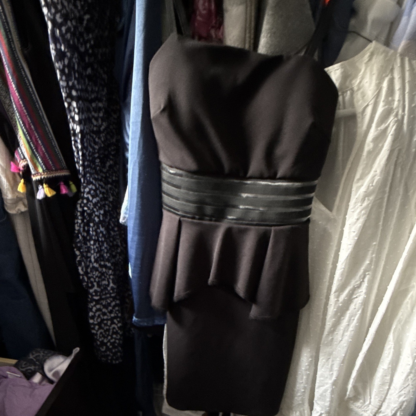 Black Solid Strapless Sleeveless Bodycon Short Dress w/ Zip Back, Size S