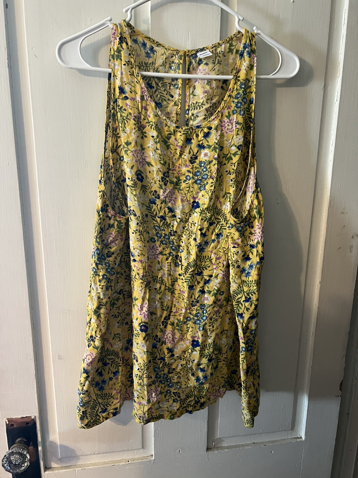 Old Navy Tank Top Womens 2XL Rayon Yellow Floral Pullover Sleeveless