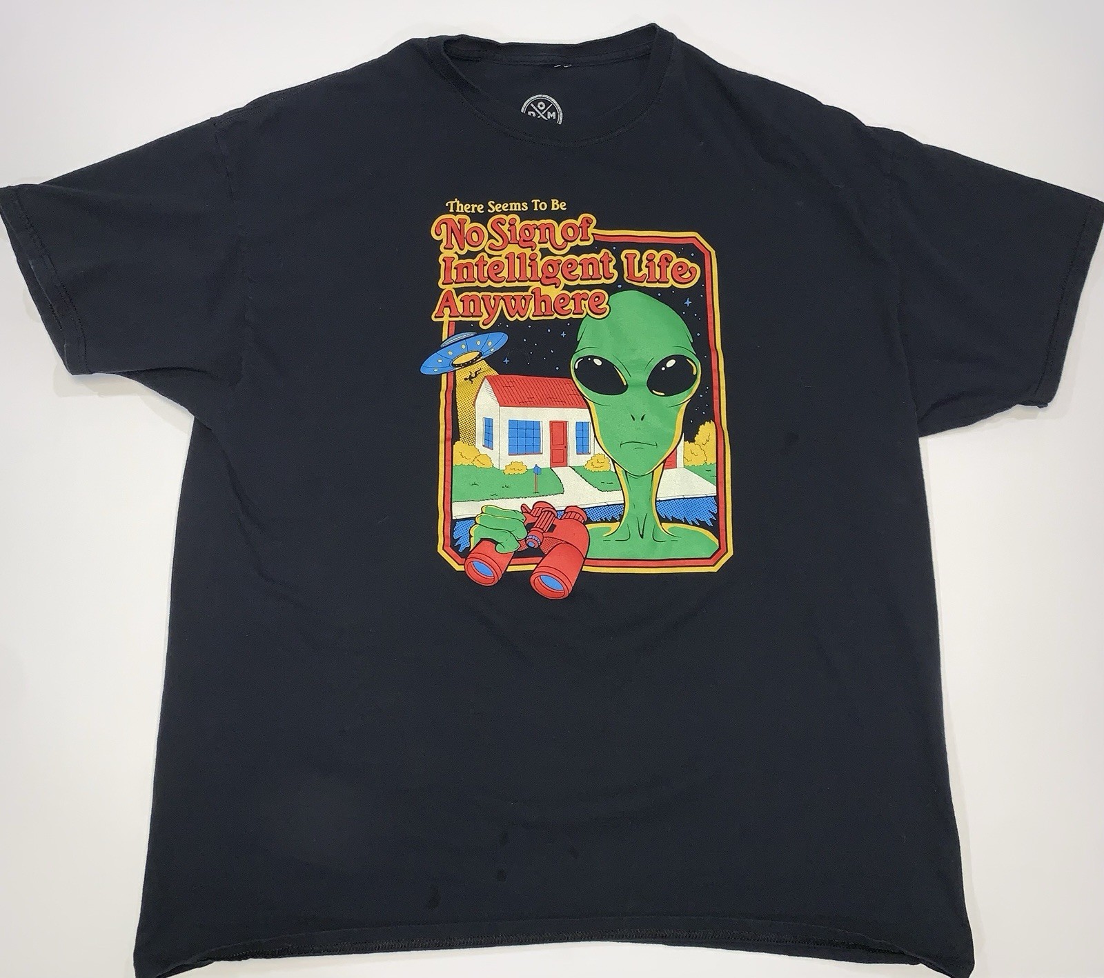 Men’s 2XL Blk Aliencore Grungy Alien T-Shirt Short Sleeve Crew Cynical Retro