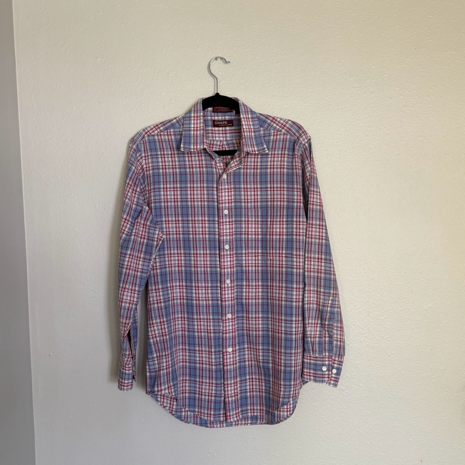 Vintage 90s Chaps Ralph Lauren Madras Plaid Button Up Shirt Mens 15 32-33 Large