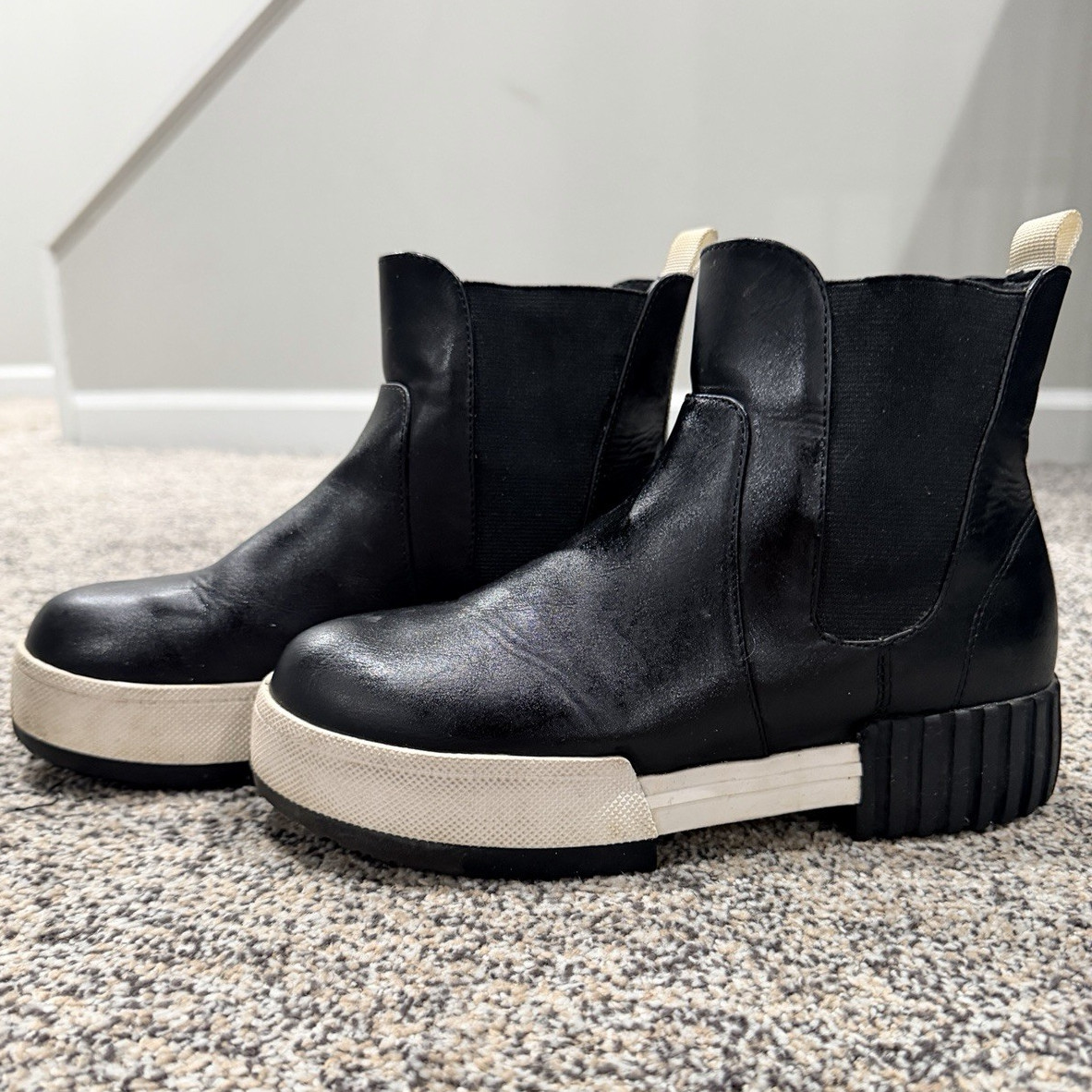 Alexander Black Chelsea Ankle Boots Round Toe Pull-On Pull Tab US 6.5 M 8 W