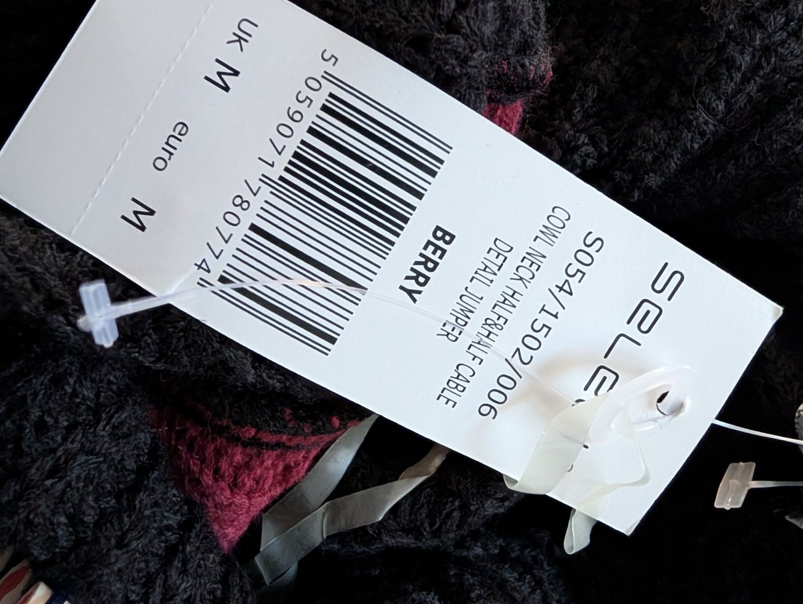 BNWT Select Berry Red & Black Color Block Cowl Neck Cable Knit Jumper Size M
