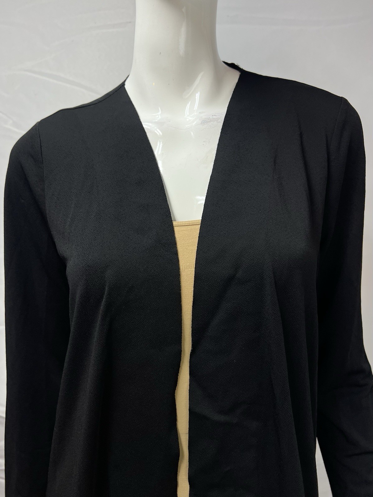 Donna Karan New York Black Label Women’s M Black Crepe Draped Knee Length Topper