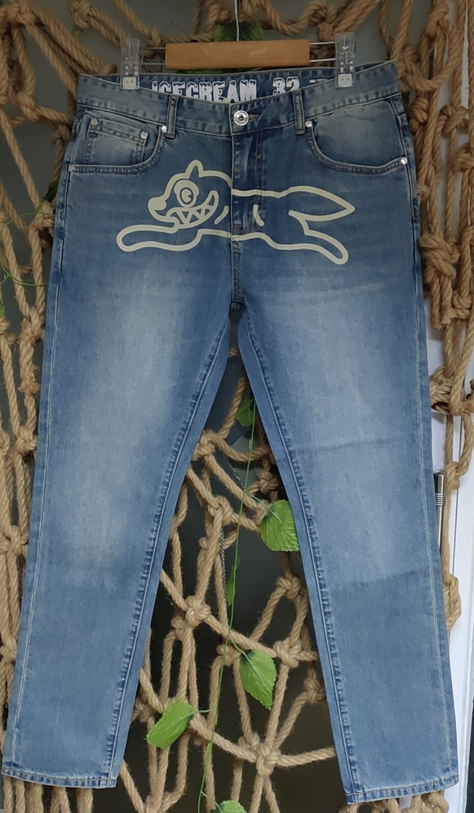 NWT BBC ICECREAM RUNNING DOG WASHED MEN’S CLASSIC JEAN SIZE 30/32/34/36/38/40/42