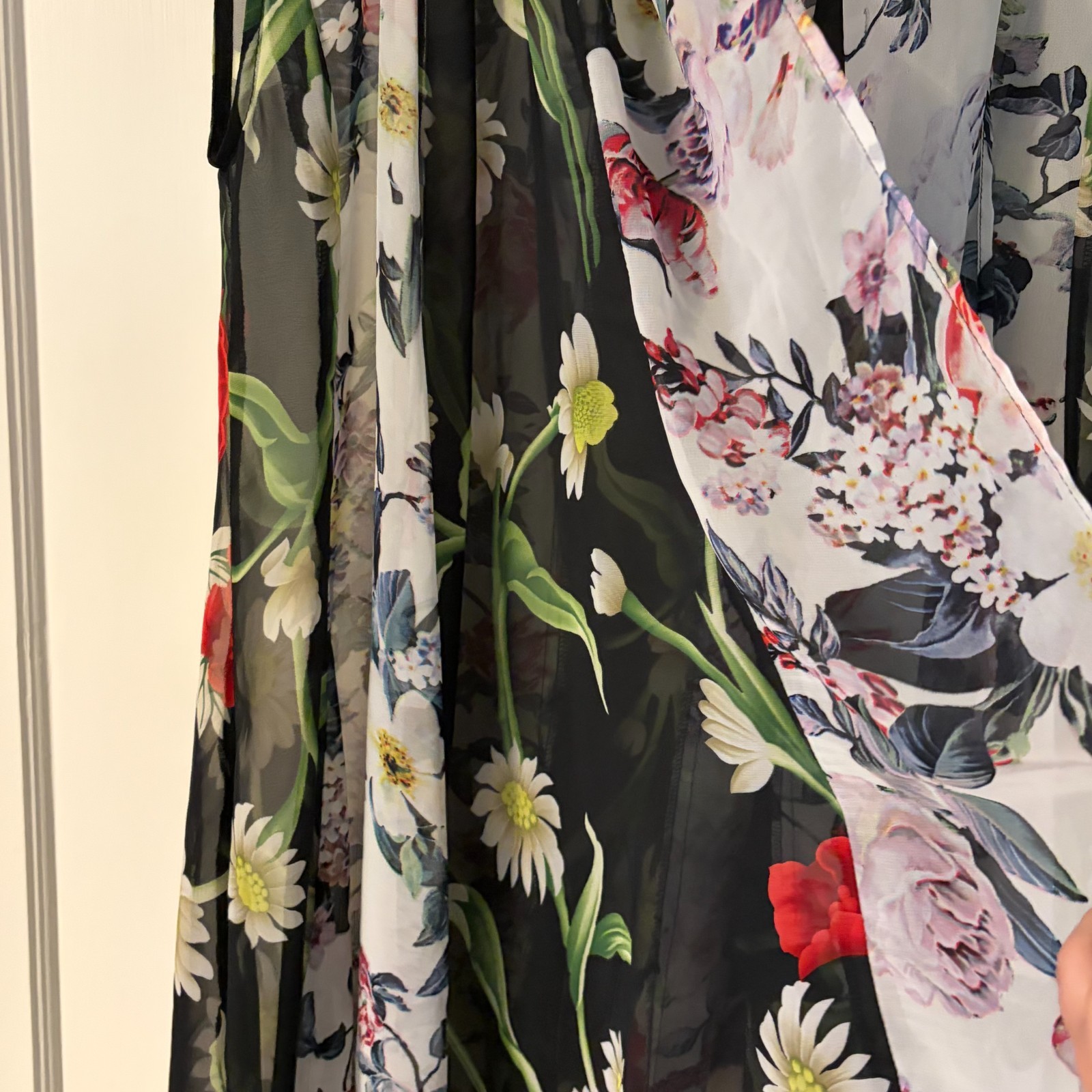 Soft Surroundings sheer floral patchwork open front kimono size L / XL bohemian