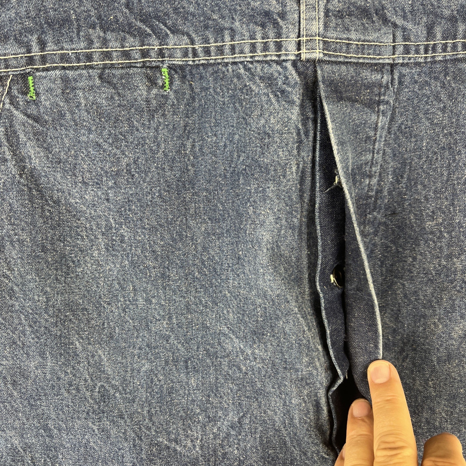 Big Smith Carpenter Bib Overalls 38×32 Made USA Workwear Button Fly Blue Nice!!