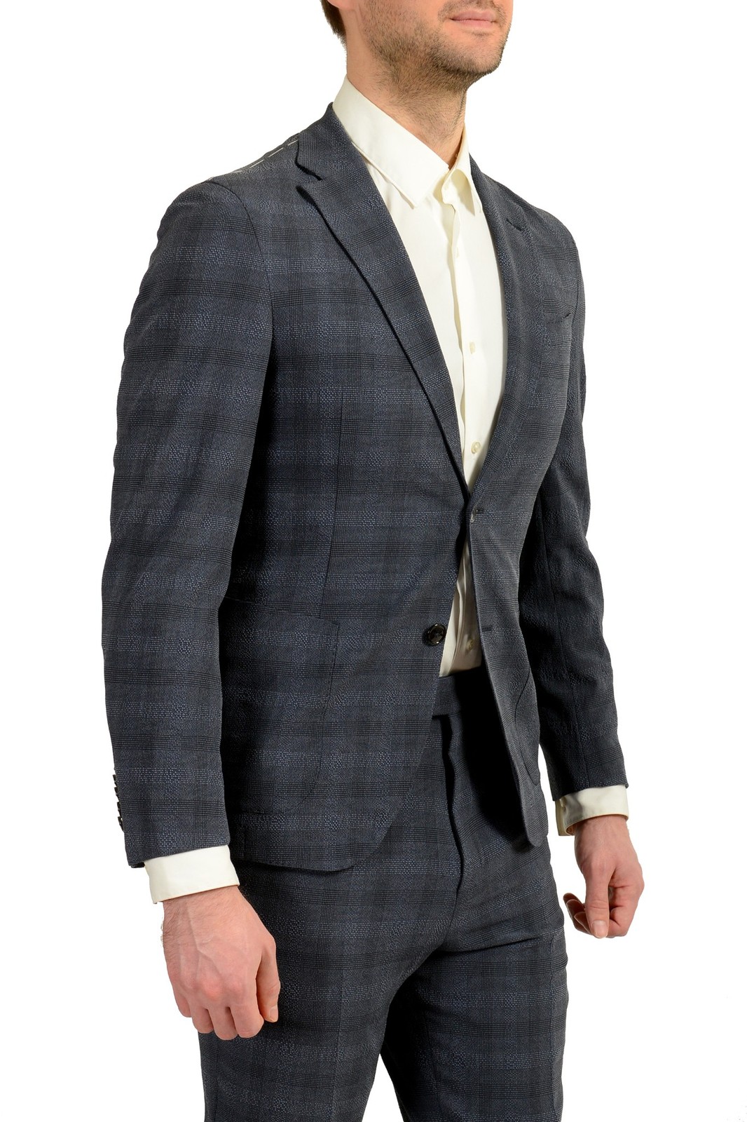 Hugo Boss Men’s “T-Novem/Brite” Plaid Wool Silk Two Button Suit US 40R IT 50R