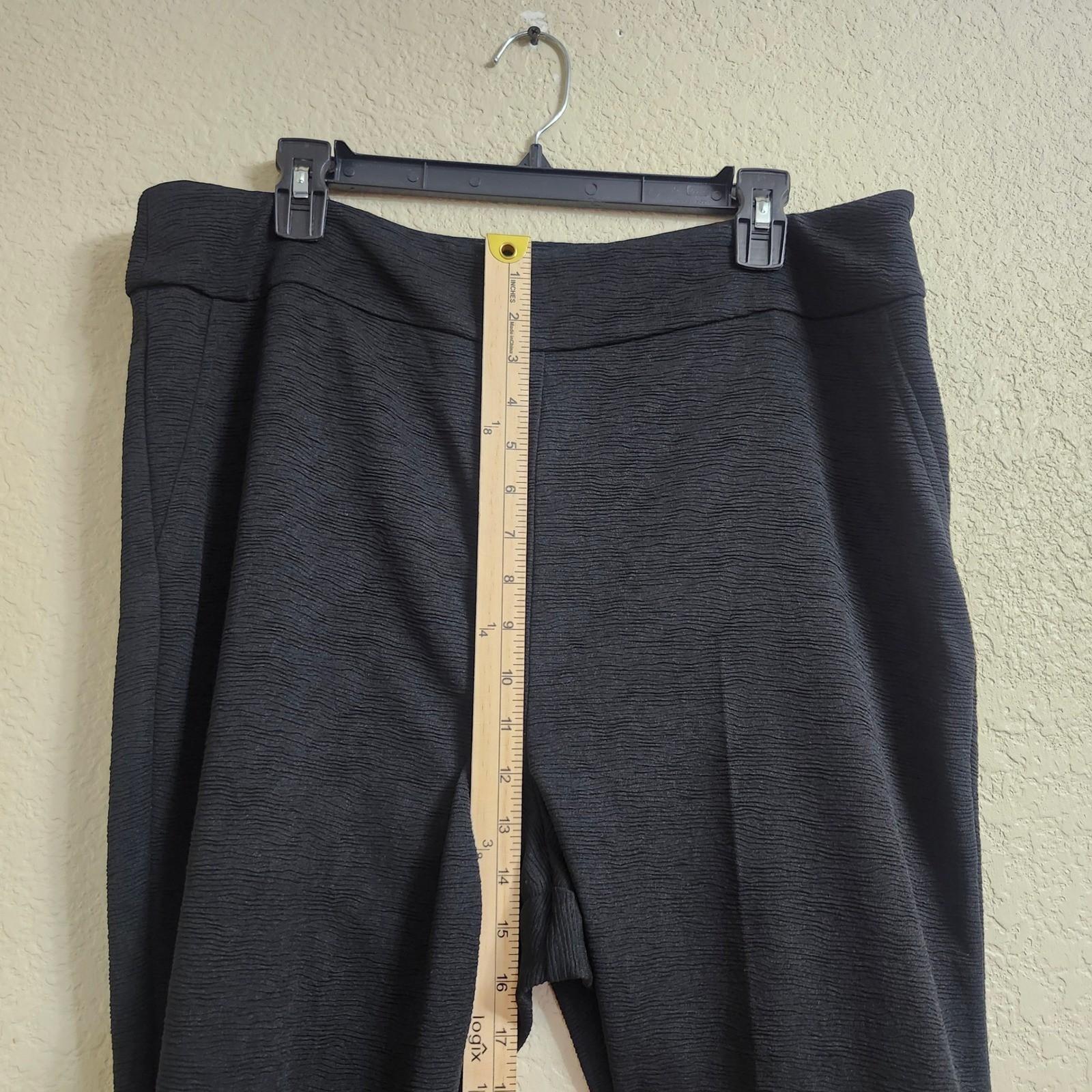 NEW New York & Company Size XL Black Textured Wide Leg Pants Side Zip NY&CO