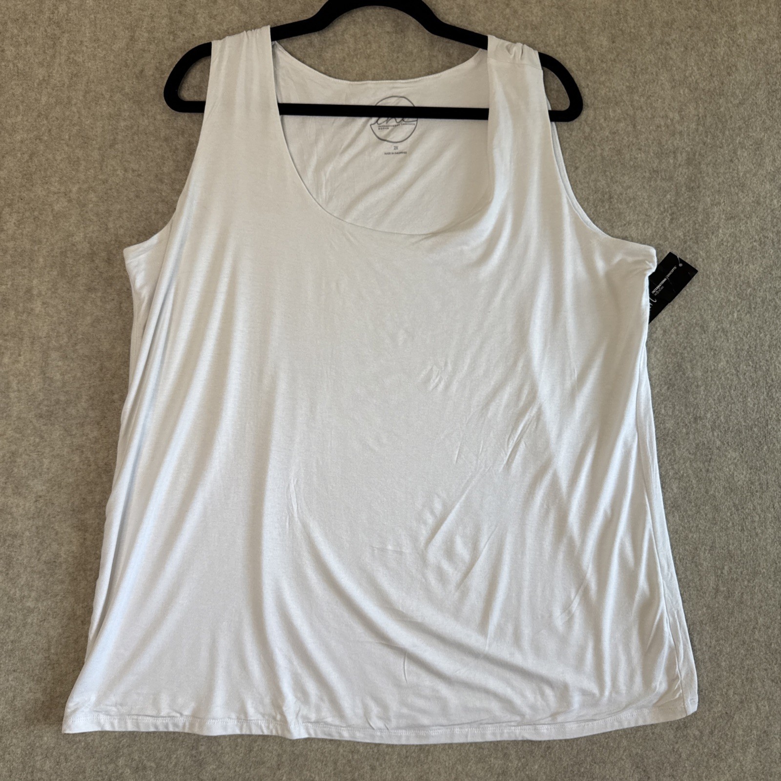 INC International Concepts Scoop Neck Tank Top Womens 2X White Flowy Rayon NWT