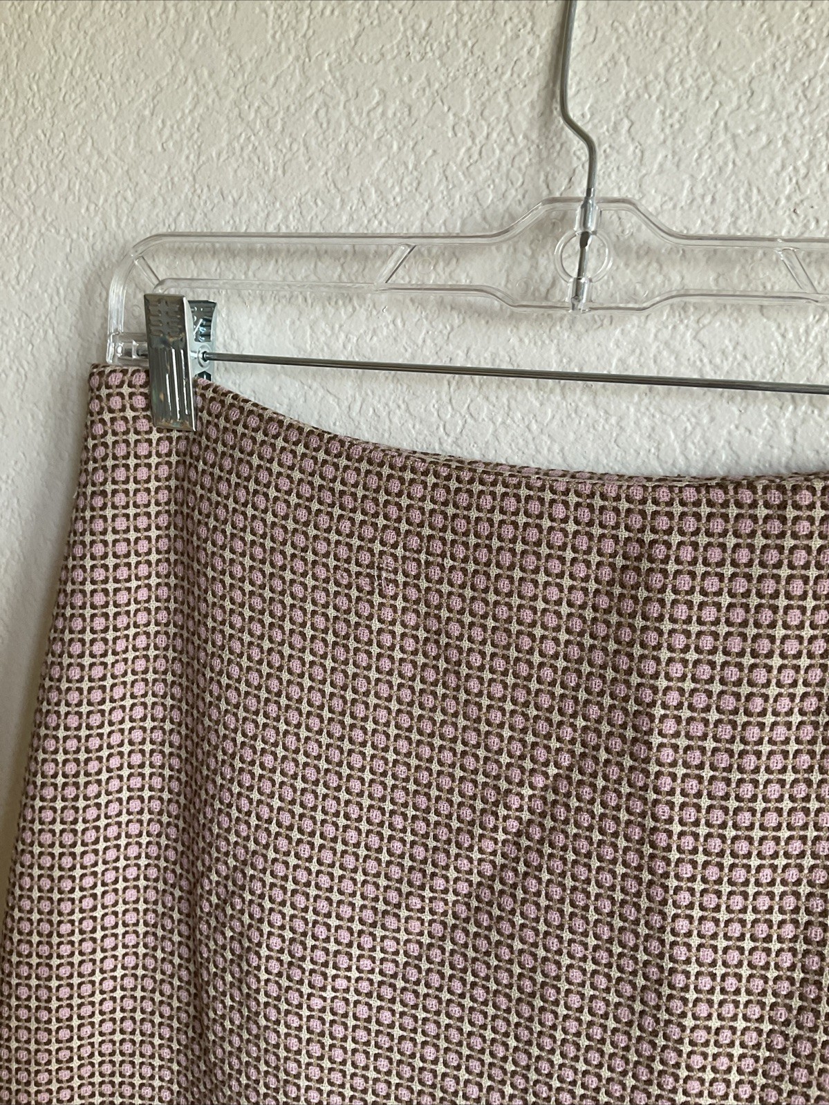 ANN TAYLOR Women’s Skirt Petite 2 Mini Pink Ivory Wool Blend Lined Slit