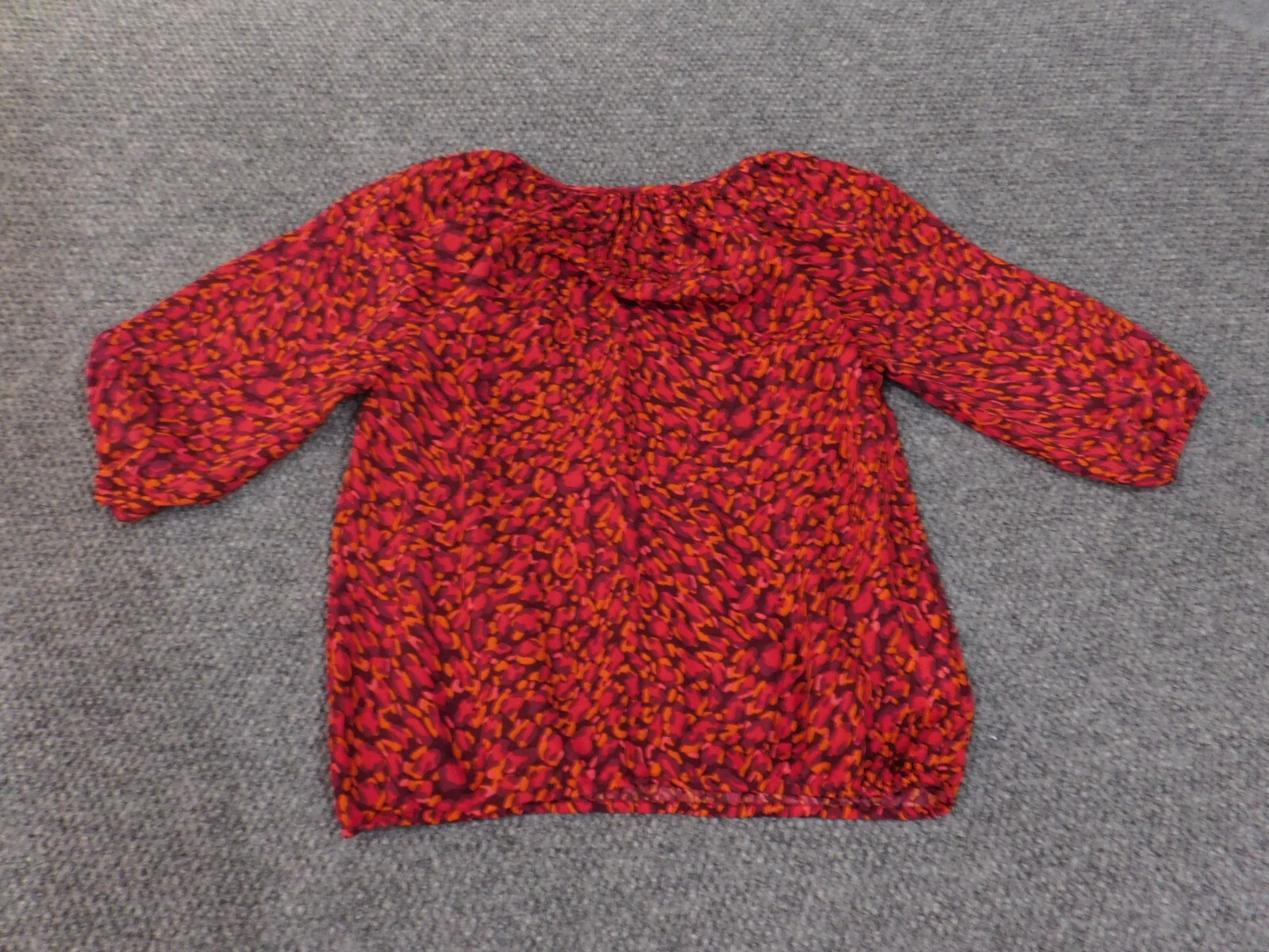 loft petite small top red geometric pullover womens polyester