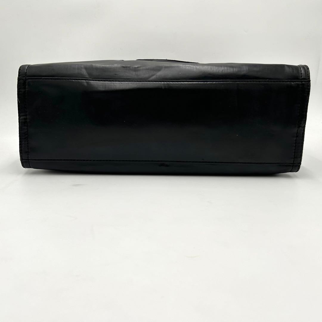 Rare Type Tory Burch Tote Bag Ella Leather Nylon Black